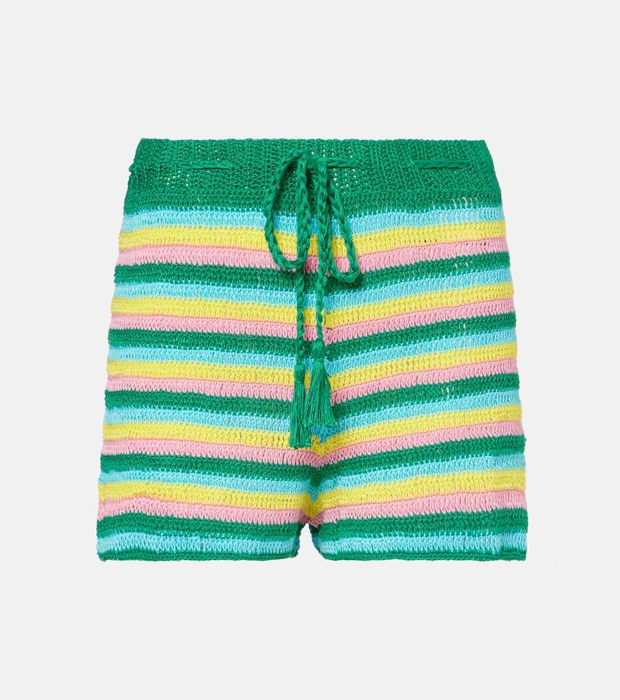 anna kosturova striped crochet cotton shorts