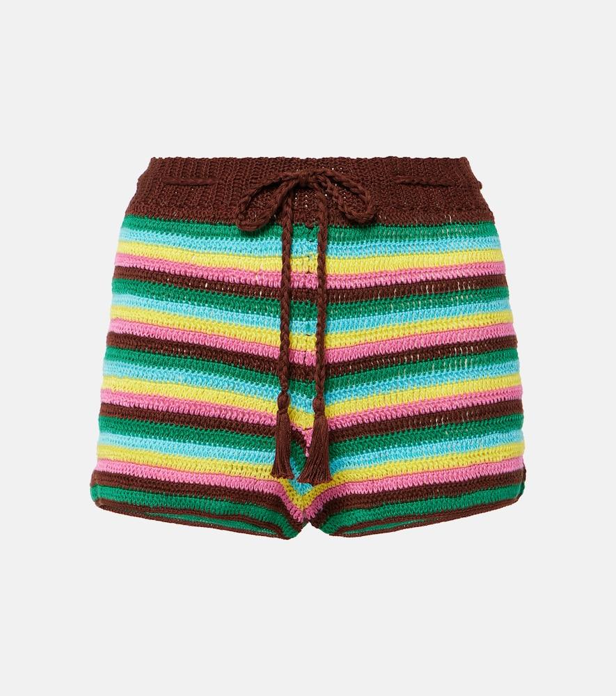 anna kosturova striped crochet cotton shorts