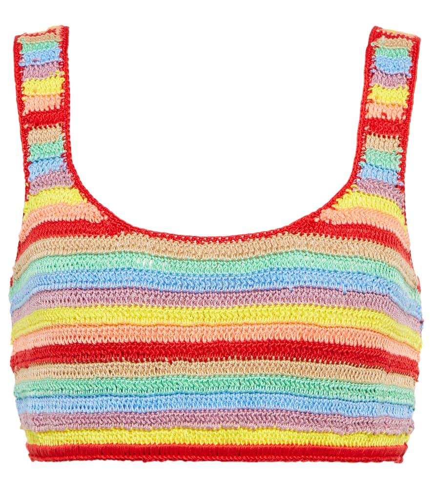 anna kosturova striped crocheted cotton crop top