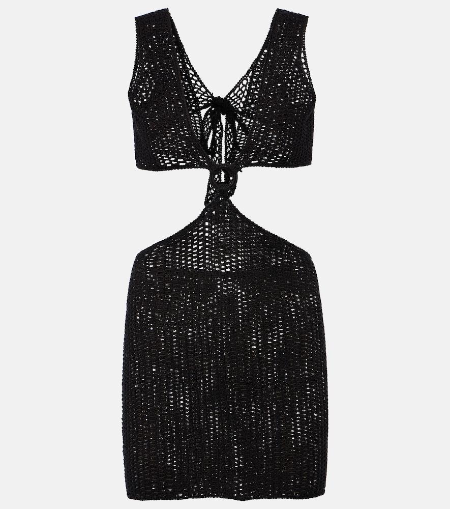 anna kosturova sunset striped cotton crochet minidress