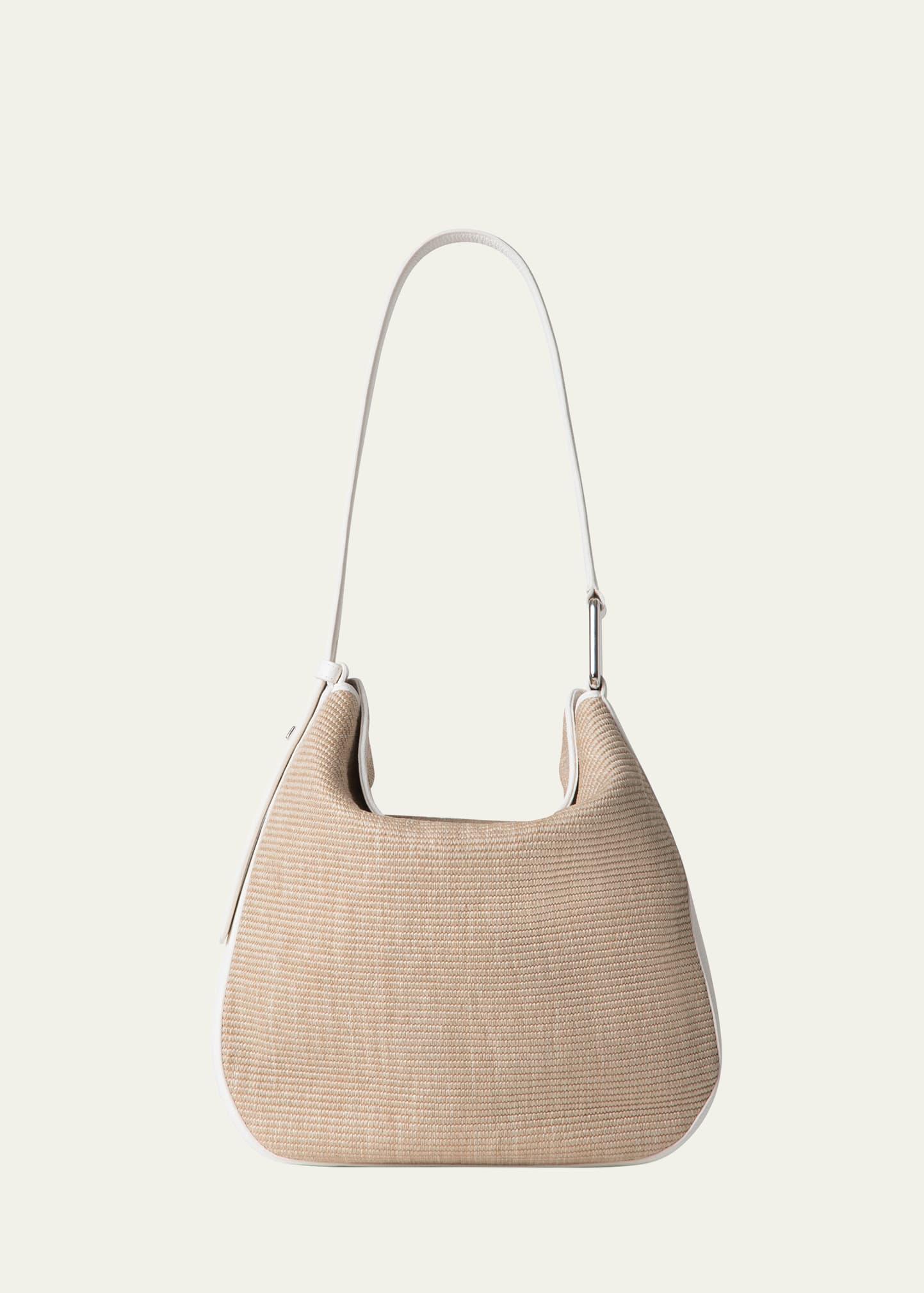 anna medium raffia & leather hobo bag