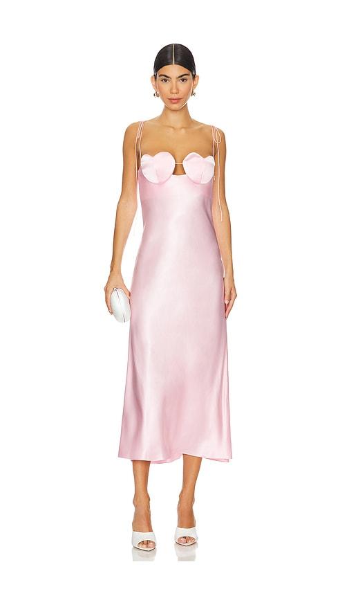 anna october amur midi dress in pink.