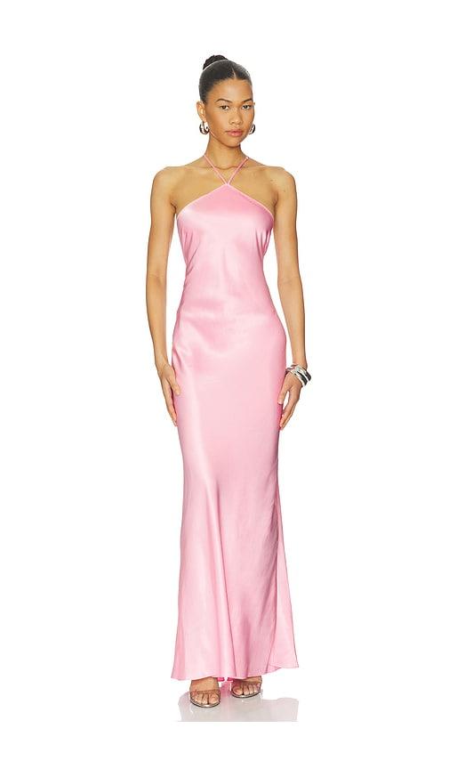 anna october angela maxi dress in pink.