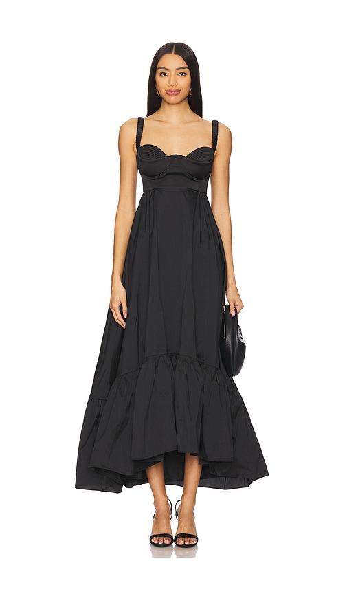 anna october black swan maxi dress in black.