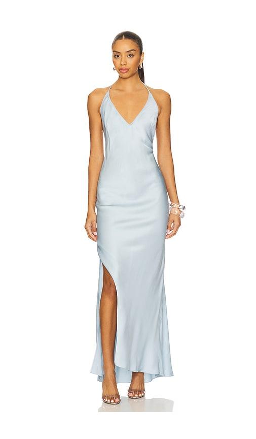 anna october justina dress in baby blue.