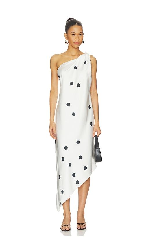 anna october mio midi dress in black,white.