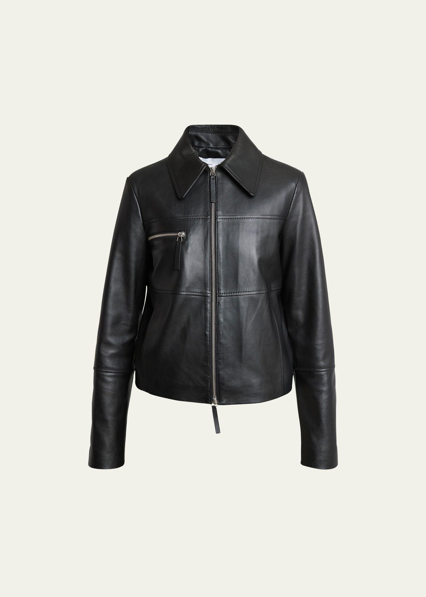 annabel zip-front leather jacket