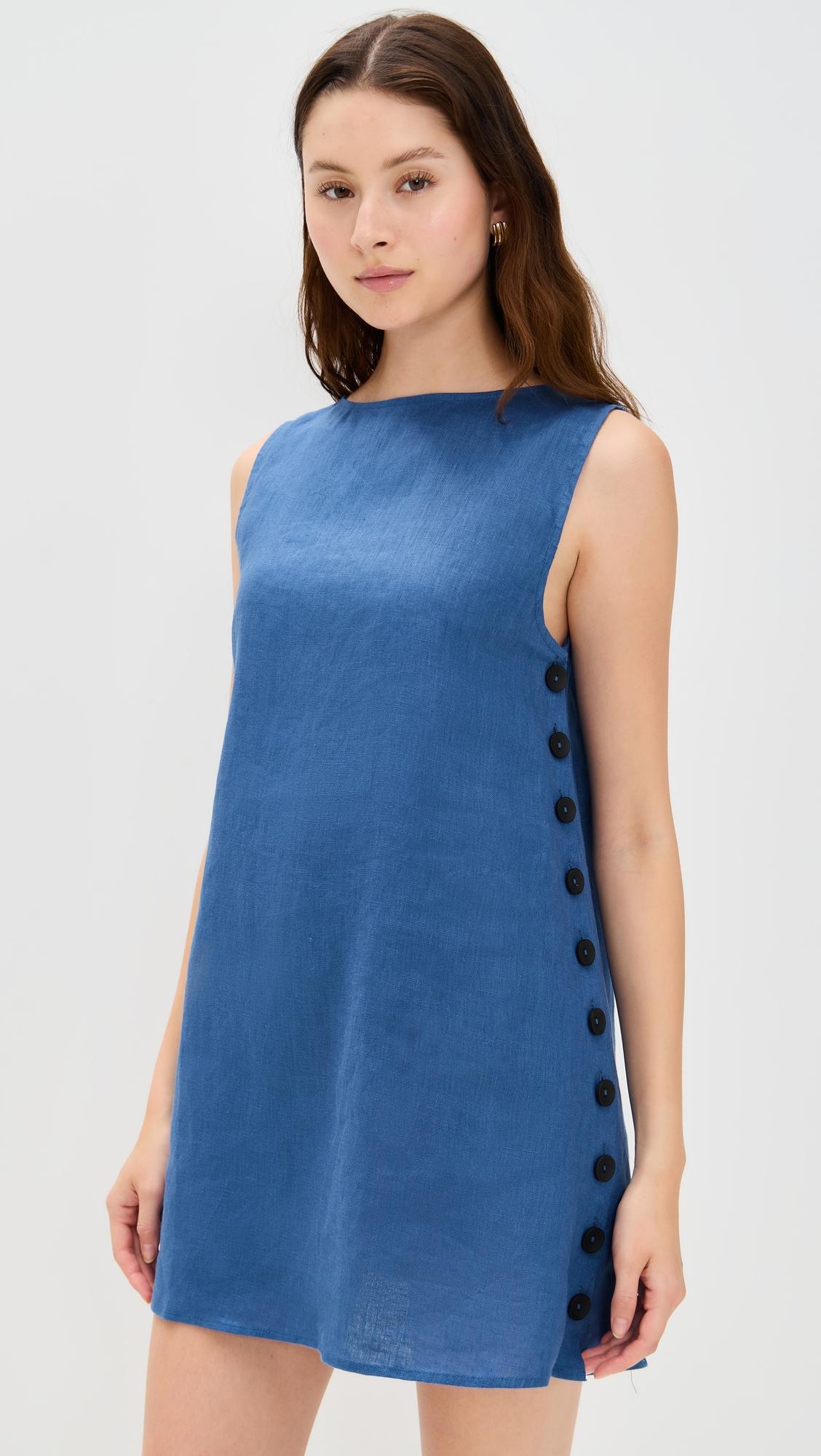 annabelle linen mini dress blue