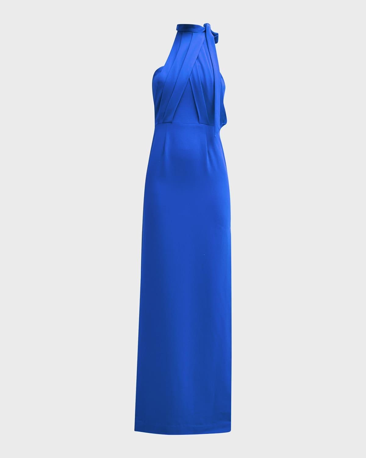 annabeth draped halter column gown