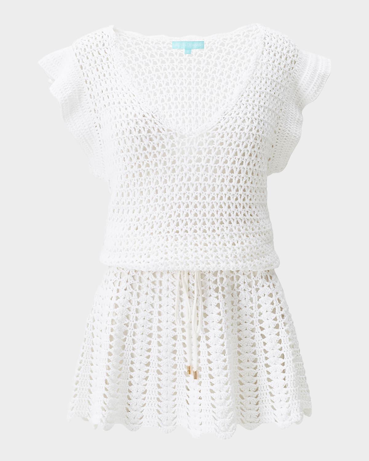 annalise crochet-knit mini dress