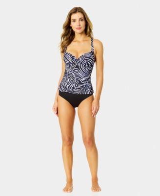 anne cole womens drape front tankini top high waist bikini bottoms