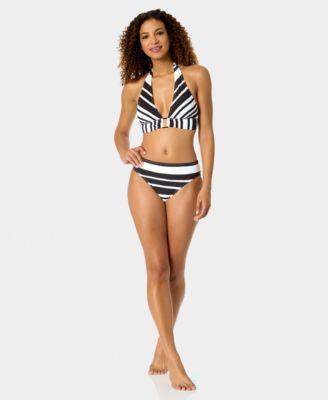 anne cole womens marilyn ring front bikini halter top mid rise bottoms
