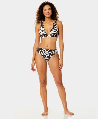 anne cole womens scallop neck plunge swim top mid rise swim bottoms