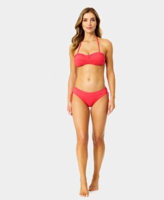 anne cole womens twist front bikini top ruched side bikini bottoms