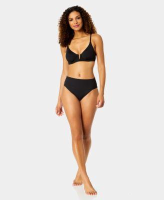 anne cole womens v wire elongated underwire bikini top high waist bikini bottoms