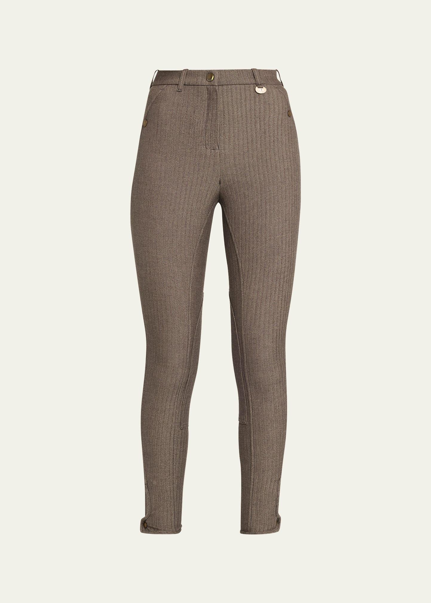 anne herringbone skinny-leg jodhpur pants