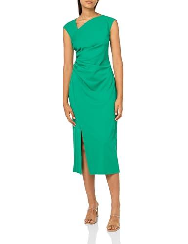 anne klein asymmetrical neck ruched midi dress