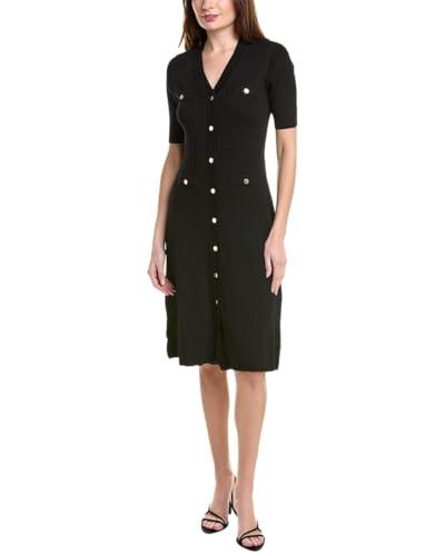 anne klein button front midi dress anne black