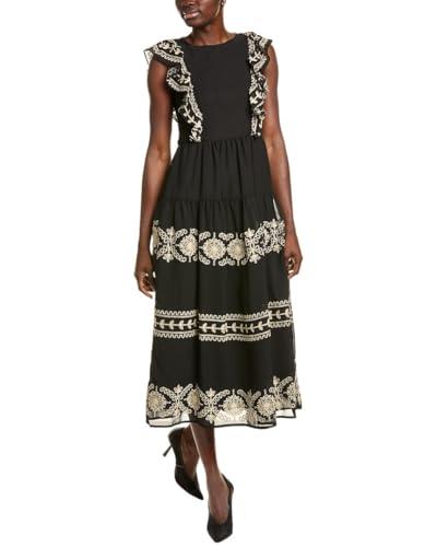 anne klein embroidered ruffle sleeve dress