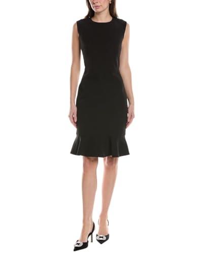 anne klein extended shoulder w ruffle hem dress anne black