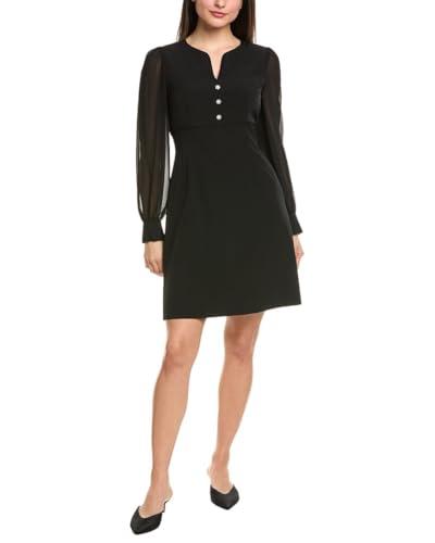 anne klein long slv button detail dress anne black
