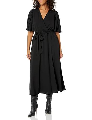 anne klein pleated flutter sleeve midi dress