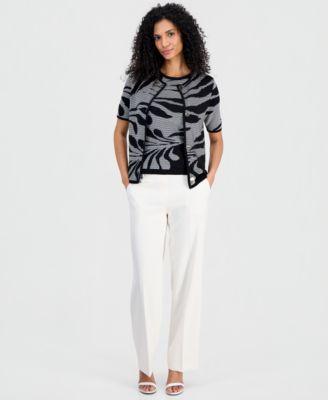 anne klein printed cardigan sweater top