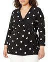 anne klein printed ity 3/4 slv wrap top (h22)