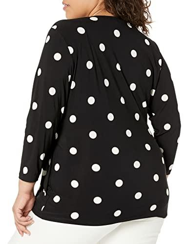 anne klein printed ity 3/4 slv wrap top (h22)