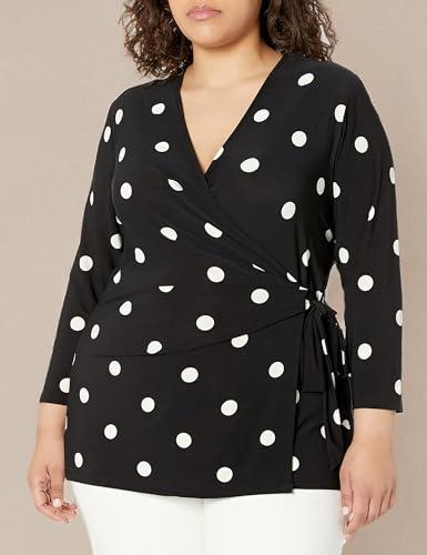 anne klein printed ity 3/4 slv wrap top (h22)