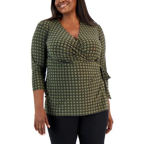 anne klein printed ity 3/4 slv wrap top
