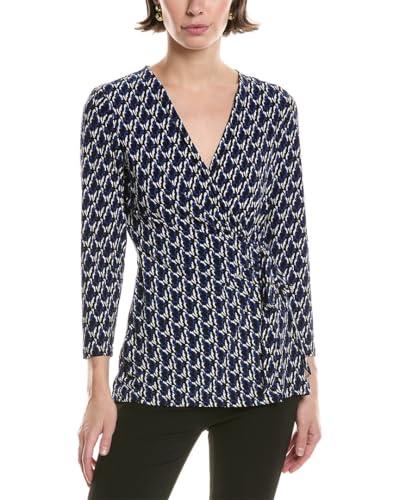 anne klein printed ity 3q slv wrap top