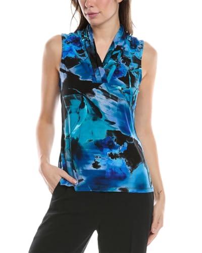 anne klein printed ity triple pleat top