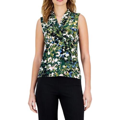 anne klein printed ity triple pleat top