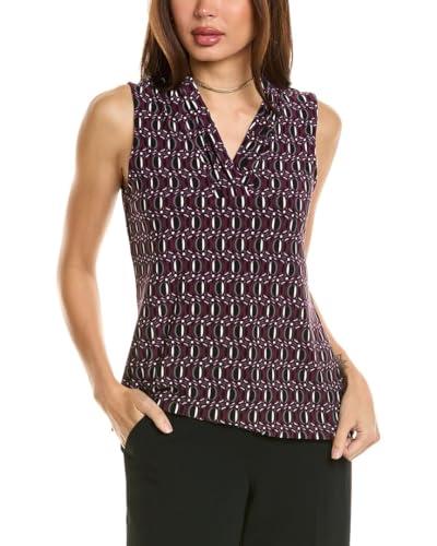 anne klein printed ity triple pleat top