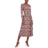 anne klein printed square neck tie waist midi dress