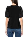 anne klein solid ity ss combo slv & ruffle top asphalt