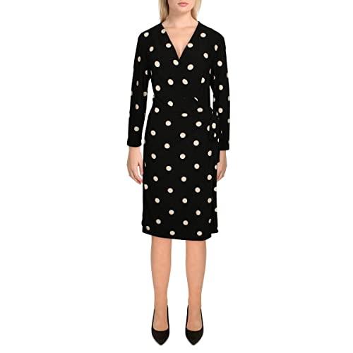 anne klein women's long sleeve printed jersey wrap dress