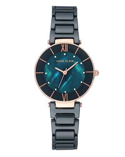 anne klein women's quartz metal and ceramic dress watch, color:blue (model: ak/3266nvrg)