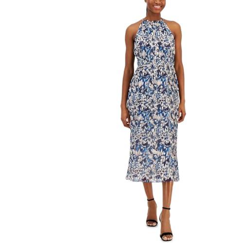 anne klein womens daytime hi-low halter dress blue 12