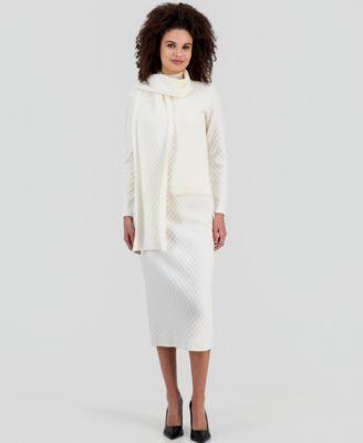 anne klein womens diamond knit mock neck sweater diamond knit pencil skirt