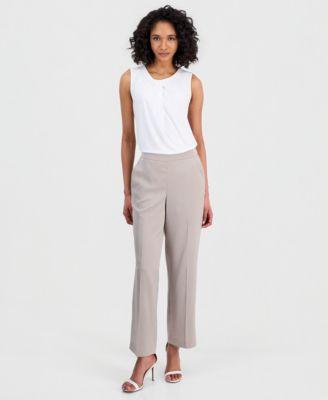 anne klein womens high rise pull on satin trousers