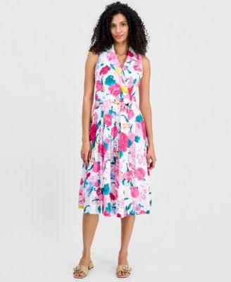 anne klein womens notch collar sleeveless wrap dress