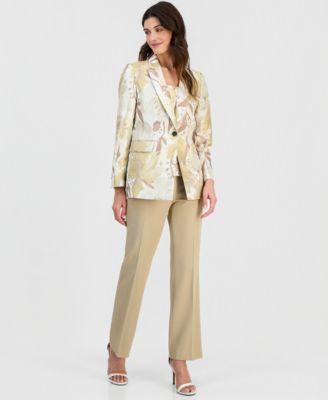 anne klein womens peak lapel one button jacket chain strap bustier top