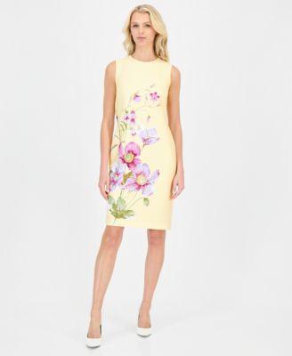 anne klein womens placed floral sheath dress