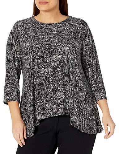 anne klein womens plus sharkbite top blouse, anne black/anne white, 2x us