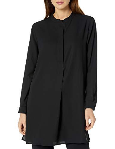 anne klein womens pop-over with covered placket and side slits blouse, anne black, large us