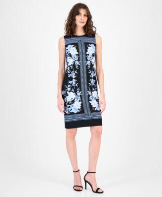 anne klein womens printed sleeveless sheath dress