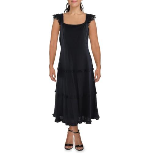 anne klein womens ruffled long maxi dress black 6
