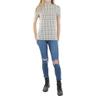 anne klein womens short sleeve mock neck top blouse, anne white/anne black, small us